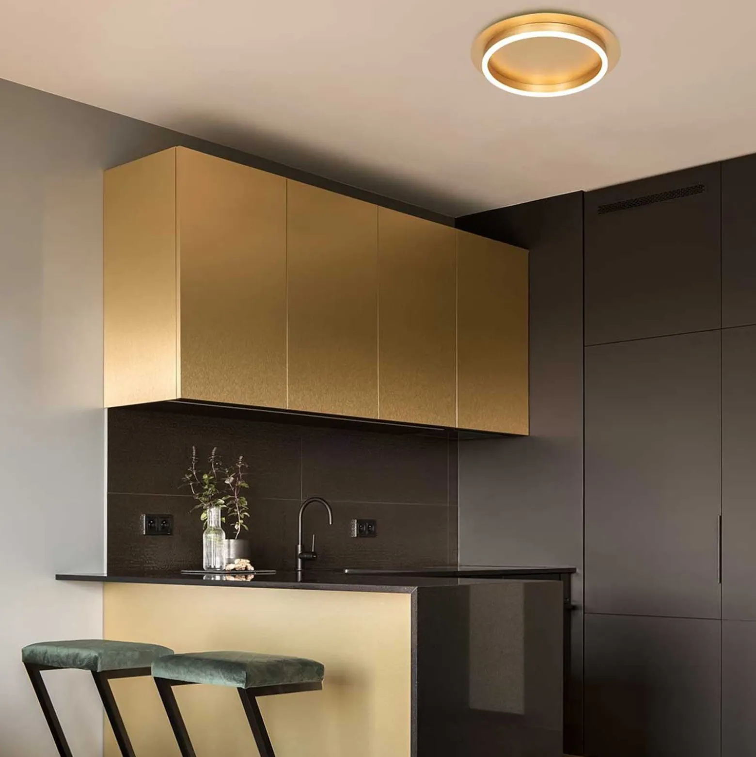 LED-Deckenleuchte Ringlux, goldfarben, Ø 32 cm, Metall