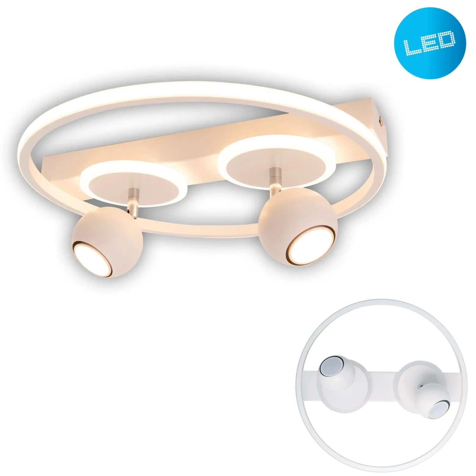 LED-Deckenleuchte Ronda, weiß, zweiflammig