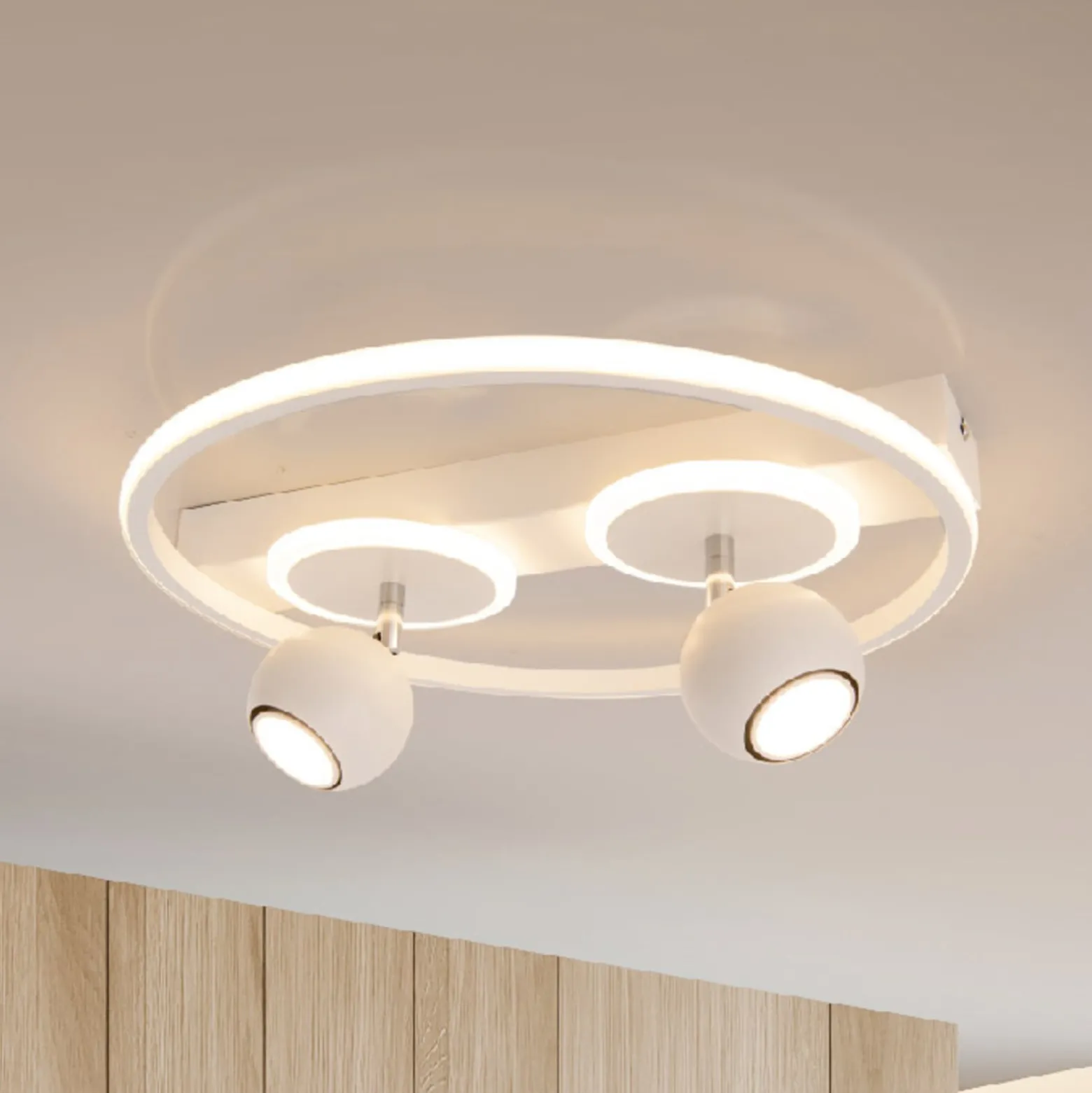 LED-Deckenleuchte Ronda, weiß, zweiflammig