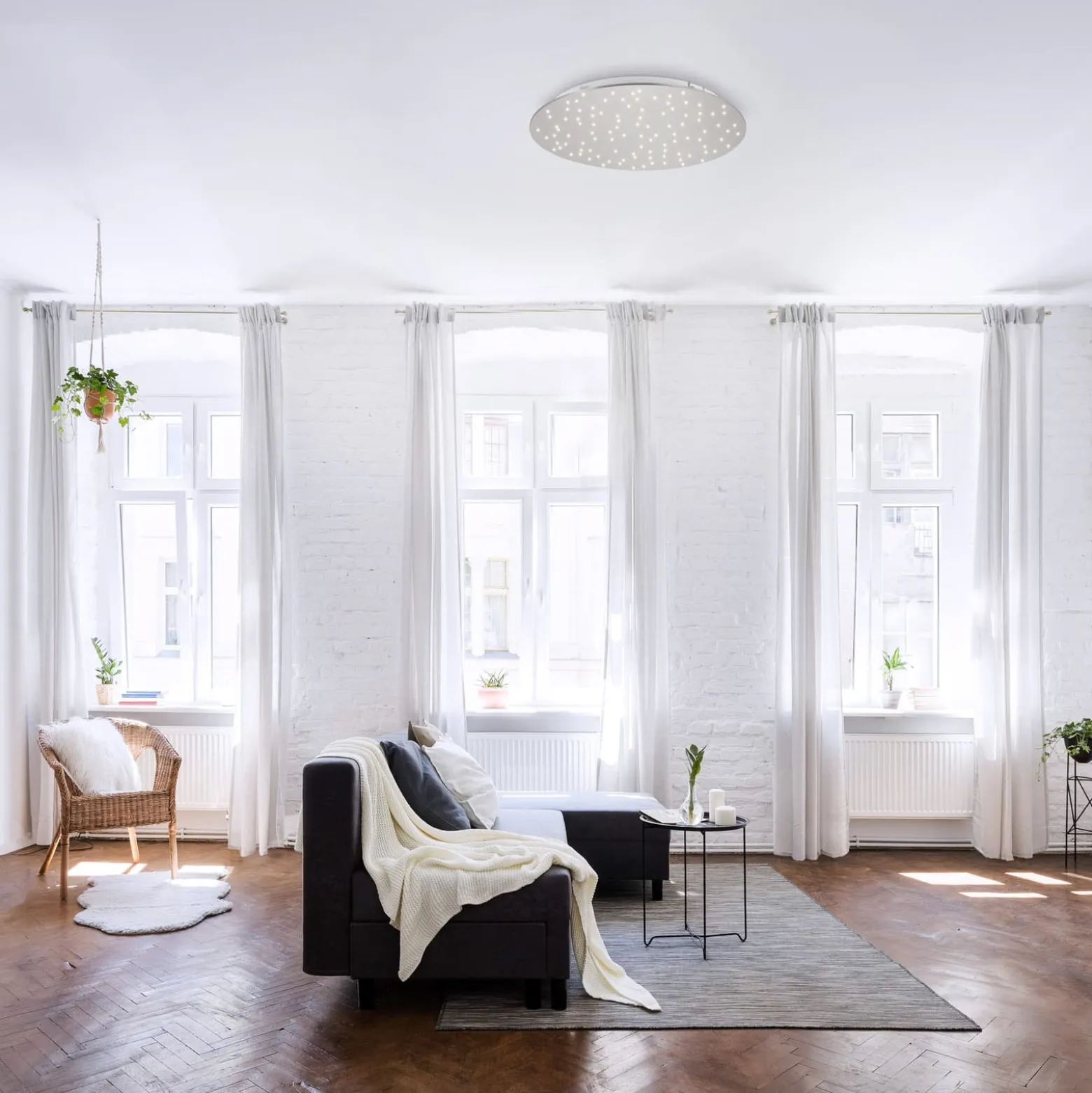 LED-Deckenleuchte Sparkle CCT dim stahl Ø 48cm