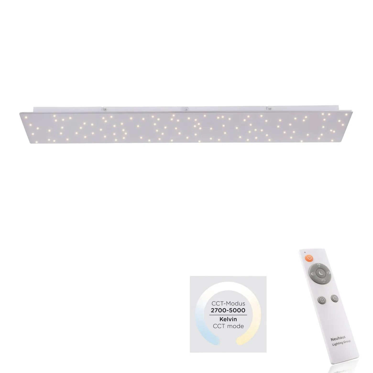 LED-Deckenleuchte Sparkle CCT dim stahl 100x45cm