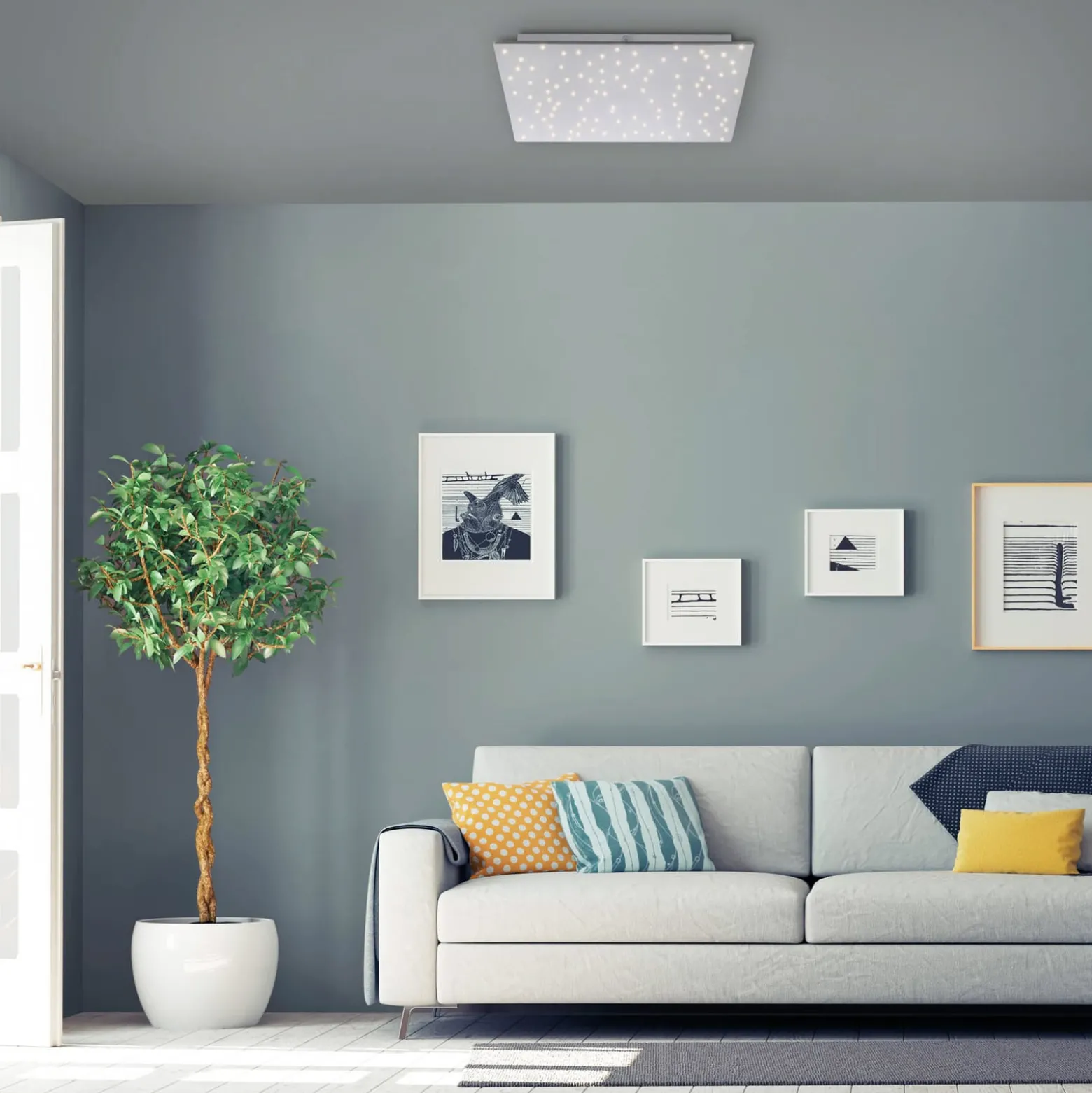 LED-Deckenleuchte Sparkle CCT dim stahl 45x45cm