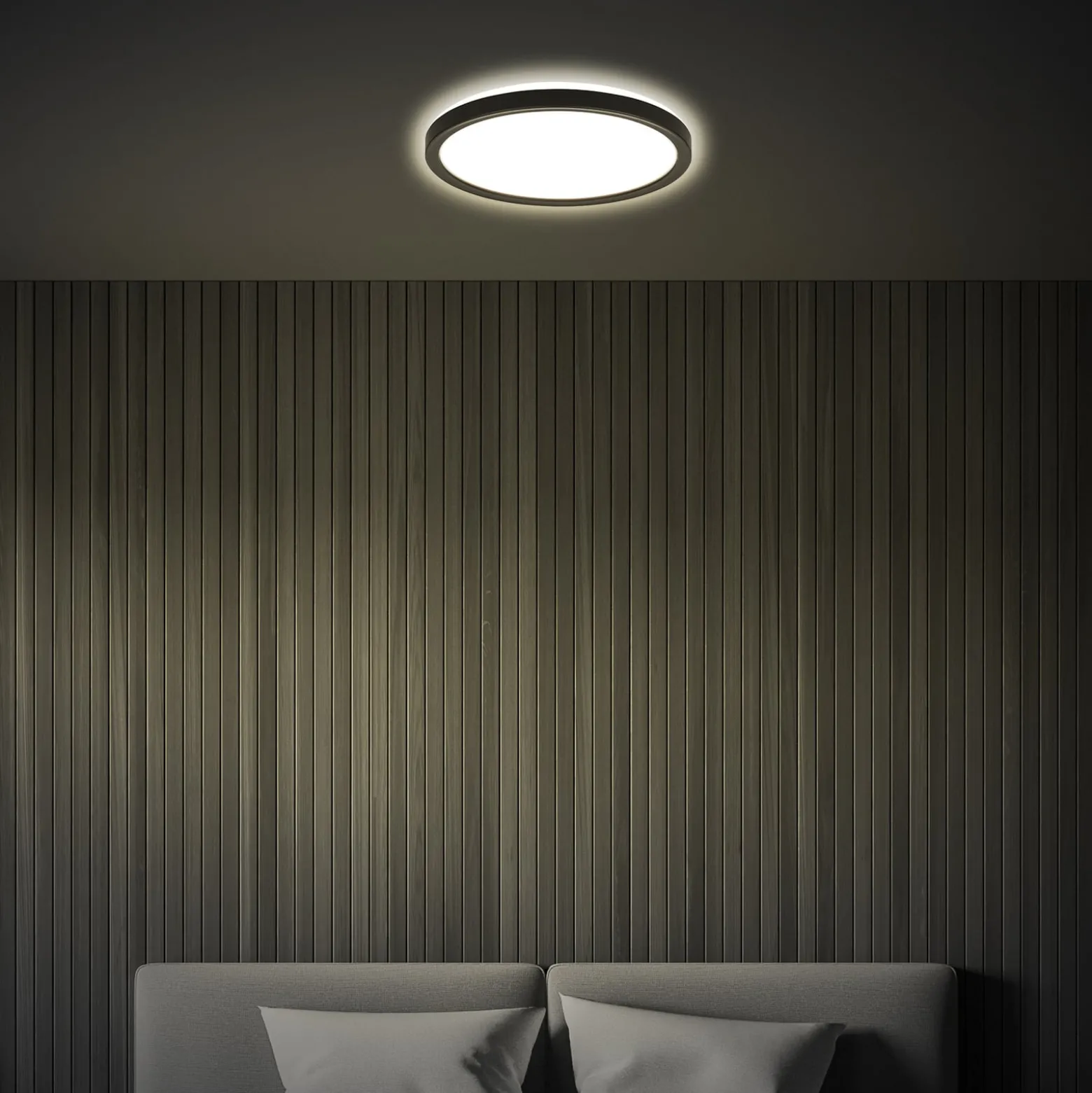 LED-Deckenleuchte Tava, schwarz, Ø 24 cm, Kunststoff