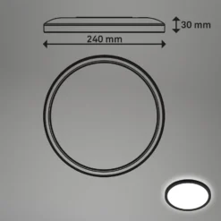 LED-Deckenleuchte Tava, schwarz, Ø 24 cm, Kunststoff
