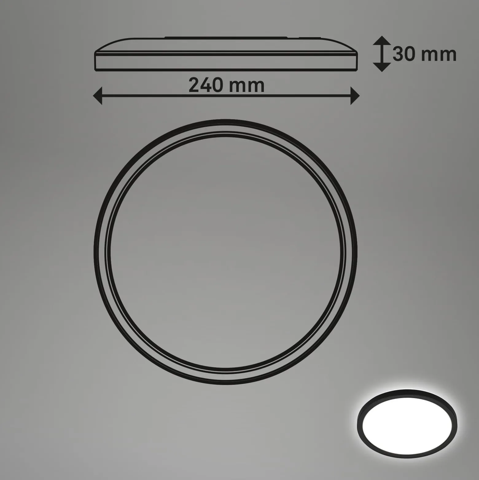 LED-Deckenleuchte Tava, schwarz, Ø 24 cm, Kunststoff