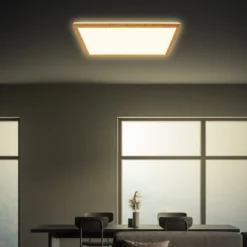 LED-Deckenleuchte Tava Wood, 42 x 42 cm, Kunststoff, 3.000 K