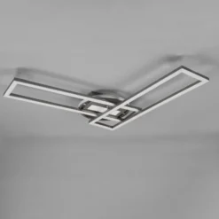 LED-Deckenleuchte Twister, drehbar, Remote, nickel