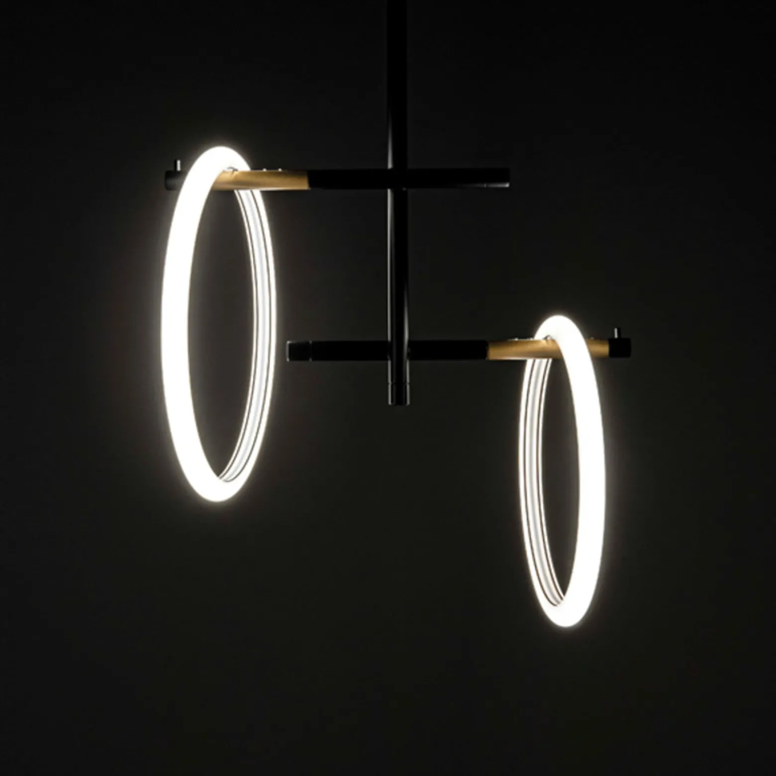 LED-Deckenleuchte Ulaop, zwei Ringe, schwarz