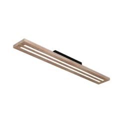 LED-Deckenleuchte Woody, Länge 80 cm, Eiche/schwarz, 3.000 K