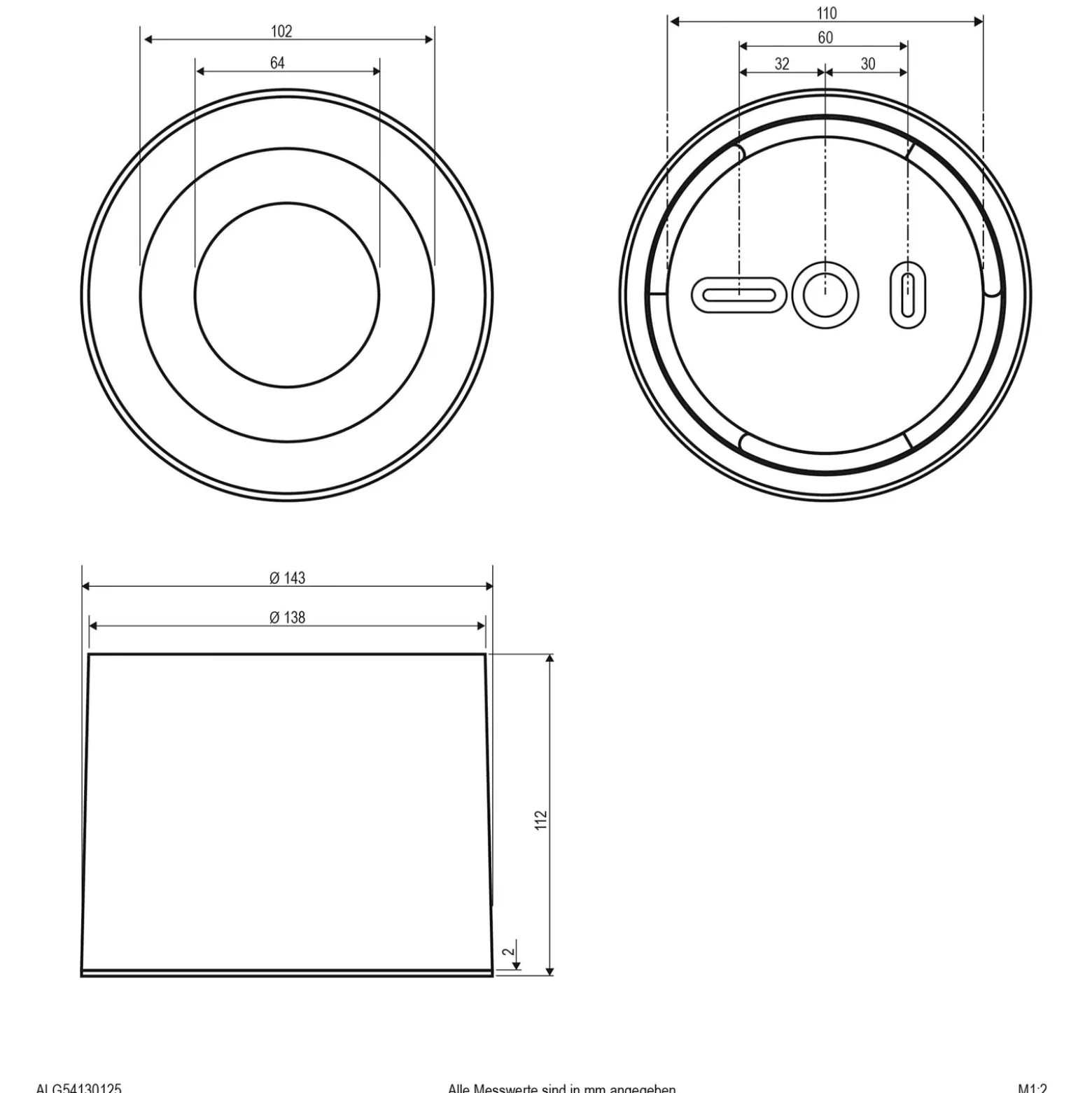 LED-Deckenspot ALG54, rund 13W weiß