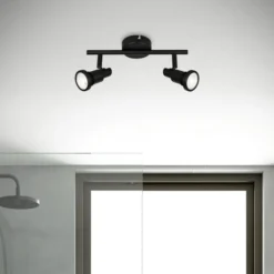 LED-Deckenspot Flamo IP44 2-flg justierbar schwarz