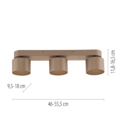 LED-Deckenspot PURE Cup, bronzefarben, 56 cm, Metall, 3-flg.