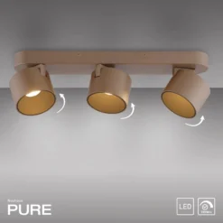 LED-Deckenspot PURE Cup, bronzefarben, 56 cm, Metall, 3-flg.