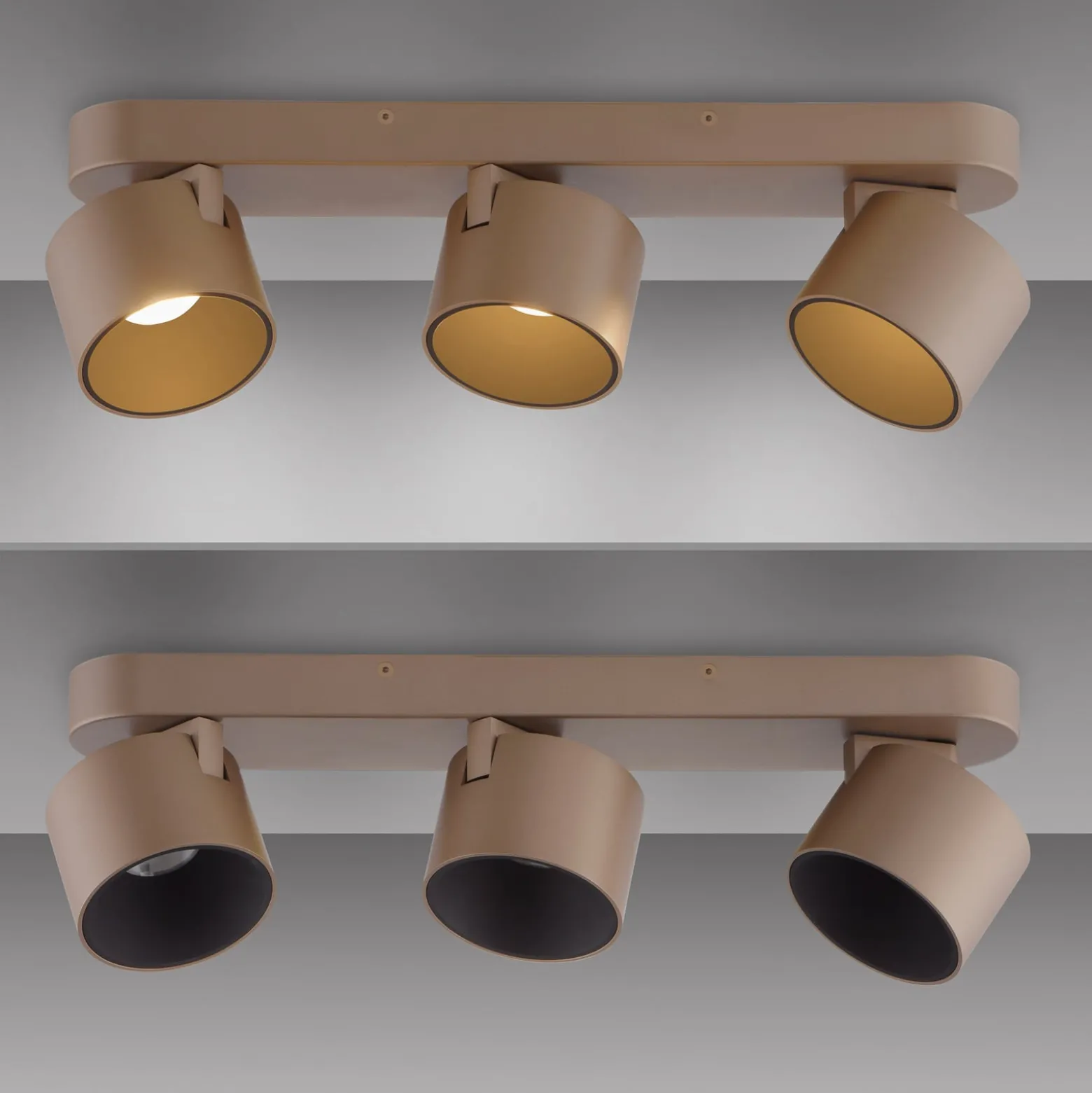 LED-Deckenspot PURE Cup, bronzefarben, 56 cm, Metall, 3-flg.