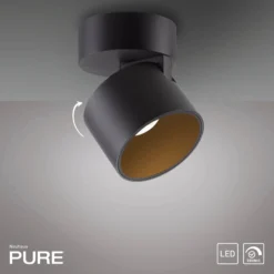 LED-Deckenspot PURE Cup, schwarz, Ø 9,5 cm, Metall