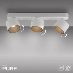 LED-Deckenspot PURE Cup, weiß, Länge 56 cm, Metall, 3-flg.