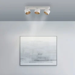 LED-Deckenspot PURE Cup, weiß, Länge 56 cm, Metall, 3-flg.