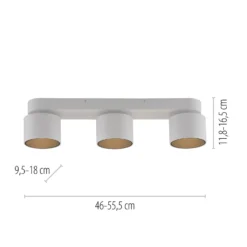 LED-Deckenspot PURE Cup, weiß, Länge 56 cm, Metall, 3-flg.