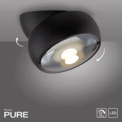 LED-Deckenspot PURE Move, schwarz, Ø 12 cm, Metall/Glas