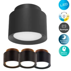 LED-Deckenspot Trimes, Ø 14 cm, schwarz, CCT, step-dim