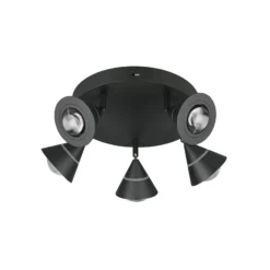 LED-Deckenstrahler Romeo, Ø 30 cm, schwarz, Metall, 5-flg.