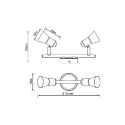 LED-Deckenstrahler Sanny, eisen/chrom, Breite 31,5 cm Metall