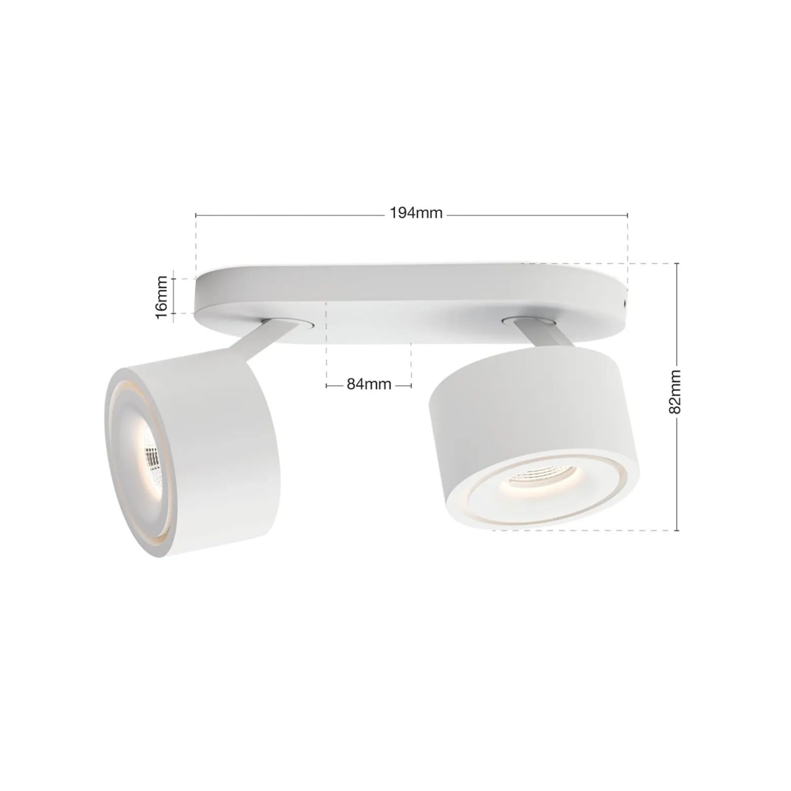 LED-Deckenstrahler Specter, weiß, Länge 19,4 cm, Alu, 2-flg.