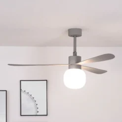 LED-Deckenventilator Amelia Ball L, grau, DC, leise, 132 cm