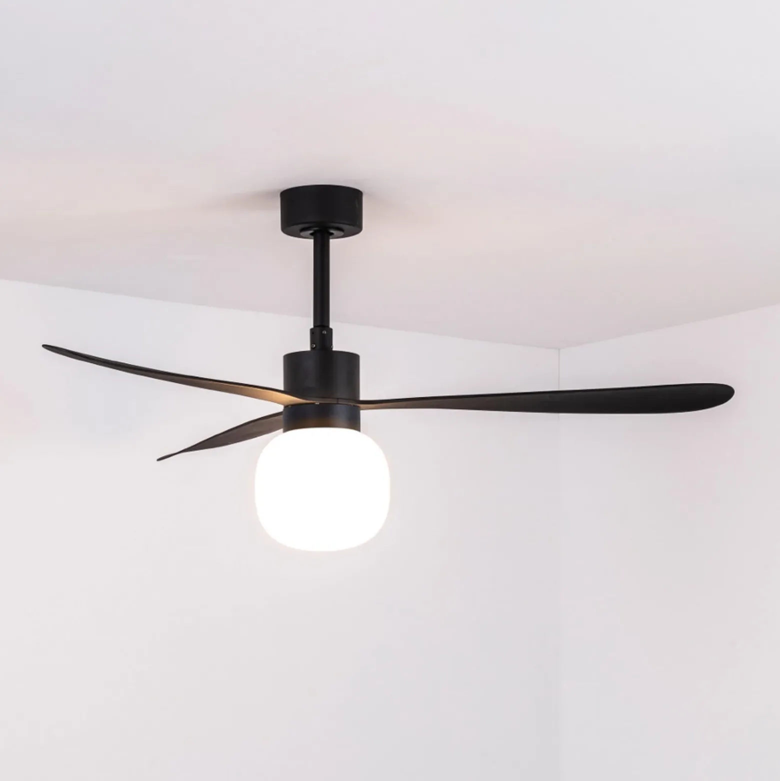 LED-Deckenventilator Amelia Ball L, schwarz, DC, leise