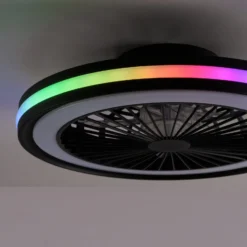 LED-Deckenventilator Brandon, schwarz, RGBW, CCT, Ø 46,5 cm