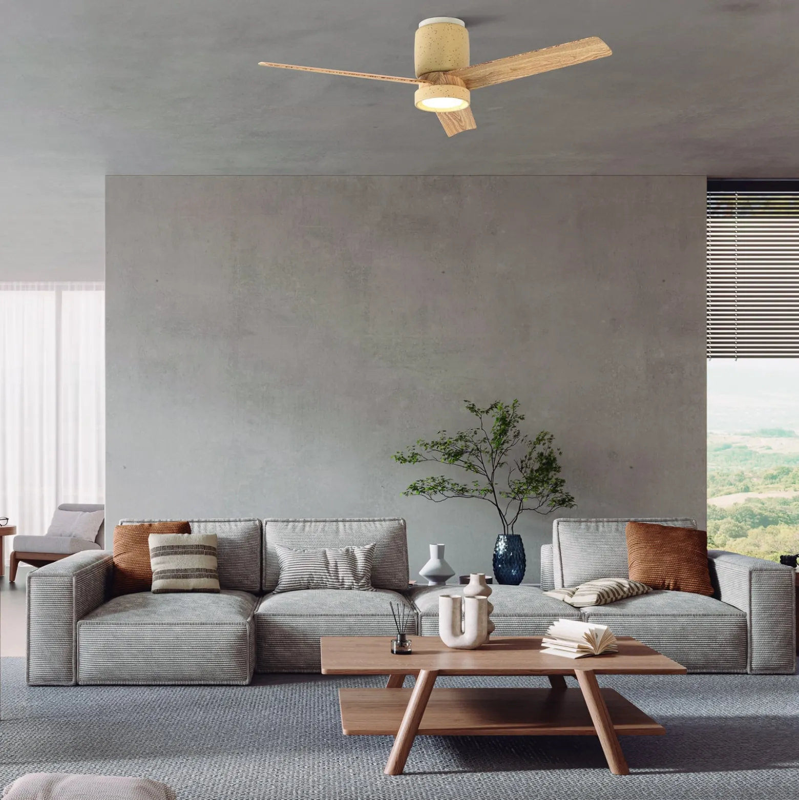 LED-Deckenventilator Ceramica M, beige/holz, DC, leise, CCT