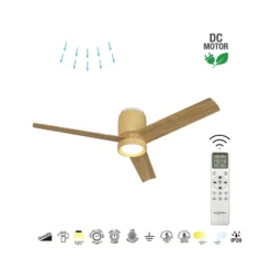 LED-Deckenventilator Ceramica M, beige/holz, DC, leise, CCT
