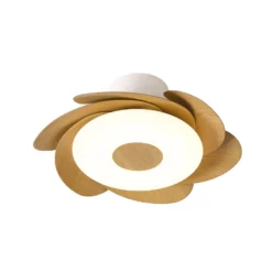 LED-Deckenventilator Flower holz DC-Motor leise Ø 79 cm CCT