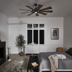 LED-Deckenventilator Gentry 65 weiß/walnuss dunkel