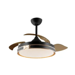 LED-Deckenventilator Herón schwarz/gold/rauch Ø 106 cm leise