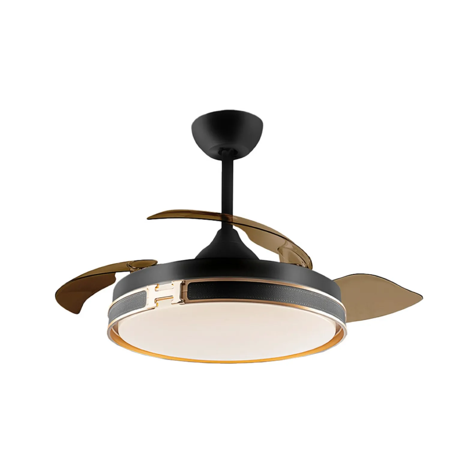 LED-Deckenventilator Herón schwarz/gold/rauch Ø 106 cm leise