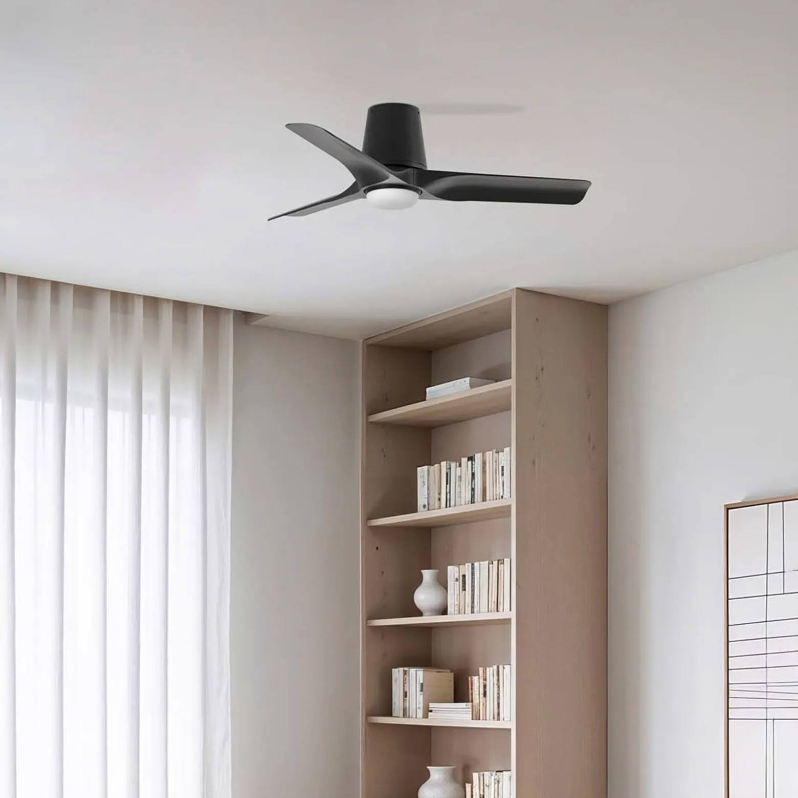 LED-Deckenventilator Hey, schwarz, DC, leise, Ø 90 cm, CCT