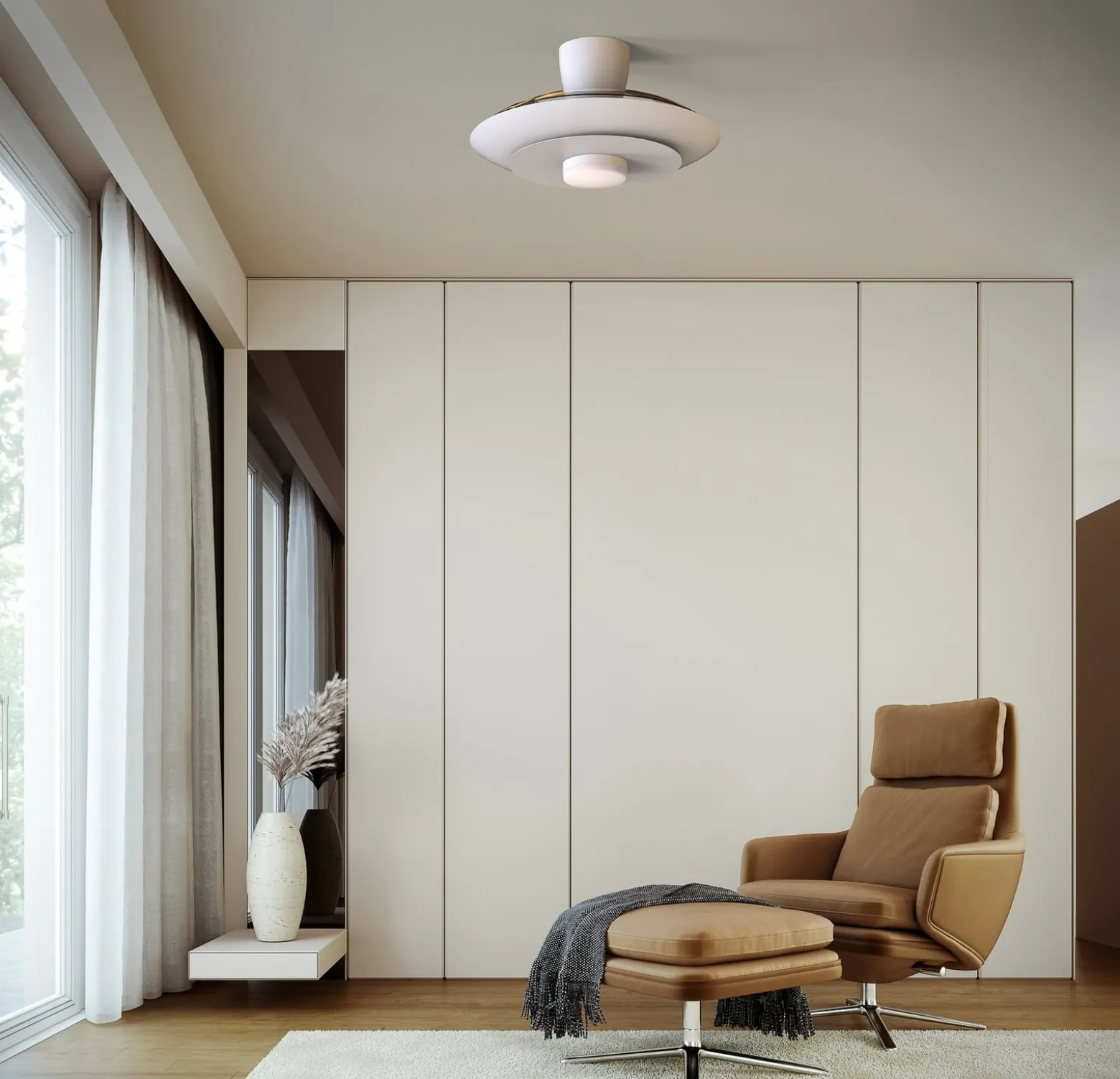 LED-Deckenventilator Kyoto, weiß, DC, leise, CCT, 106 cm