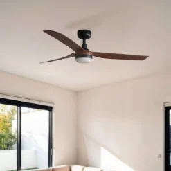 LED-Deckenventilator Punt M, schwarz/holz, DC, leise, 130 cm