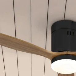 LED-Deckenventilator Siroco Mini, DC, leise, schwarz/walnuss