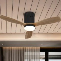 LED-Deckenventilator Siroco Mini, DC, leise, schwarz/walnuss
