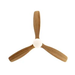LED-Deckenventilator Siroco, weiß/holz hell Ø 132 cm, leise