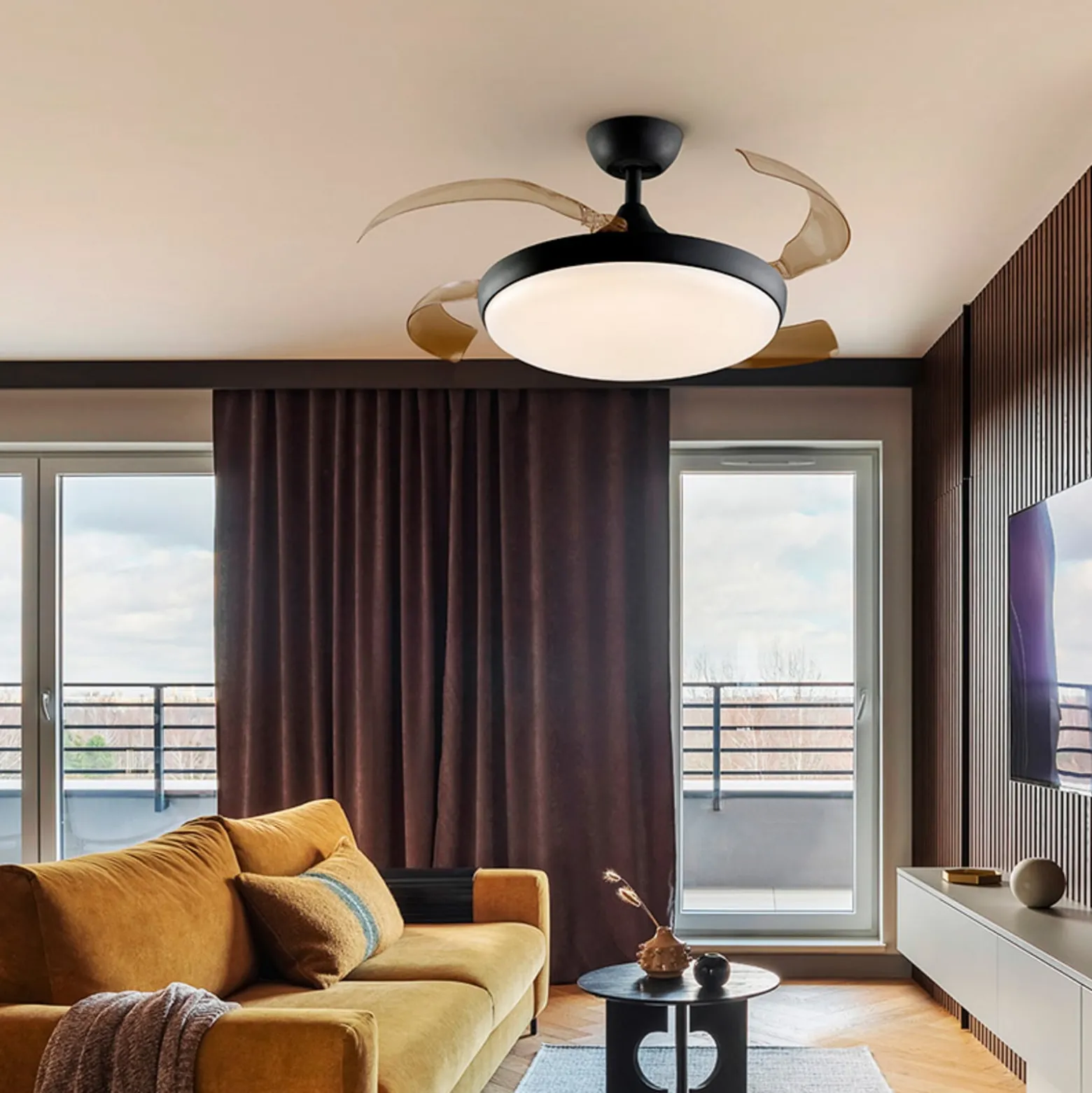 LED-Deckenventilator Venturi schwarz/rauch DC Ø 106 cm leise