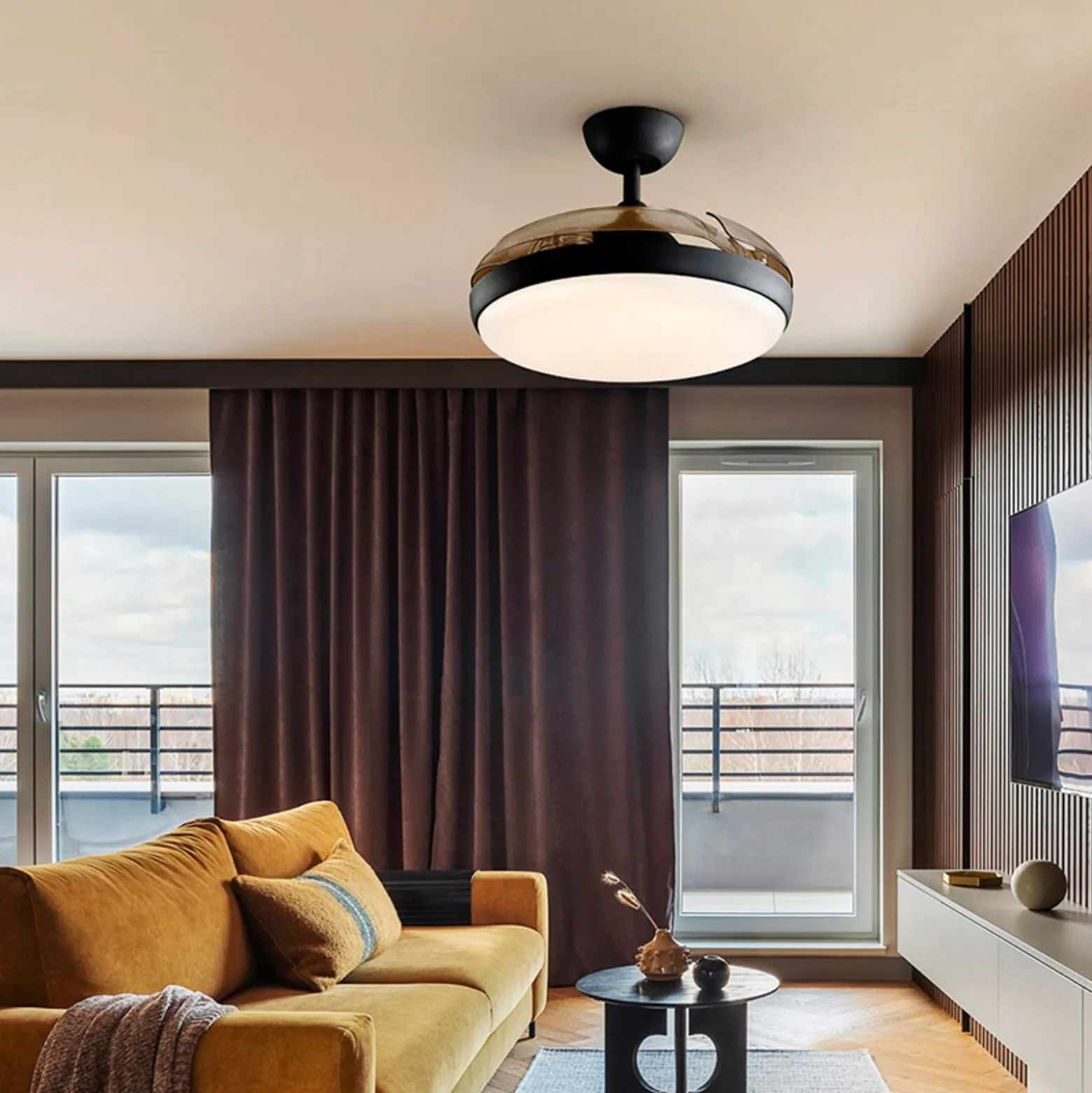LED-Deckenventilator Venturi schwarz/rauch DC Ø 106 cm leise