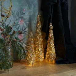 LED-Dekobaum Kirstine, gold, Höhe 43 cm