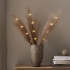 LED-Dekofeder Plumes, braun, 3 Zweige, 15-flg., Polyester