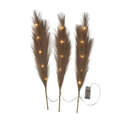 LED-Dekofeder Plumes, braun, 3 Zweige, 15-flg., Polyester