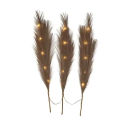 LED-Dekofeder Plumes, braun, 3 Zweige, 15-flg., Polyester