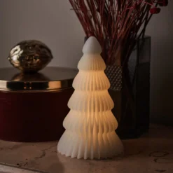 LED-Dekoleuchte Claire, Baum aus weißem Wachs 19cm
