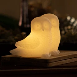 LED-Dekoleuchte Ellen Owl aus Wachs, 2er-Set